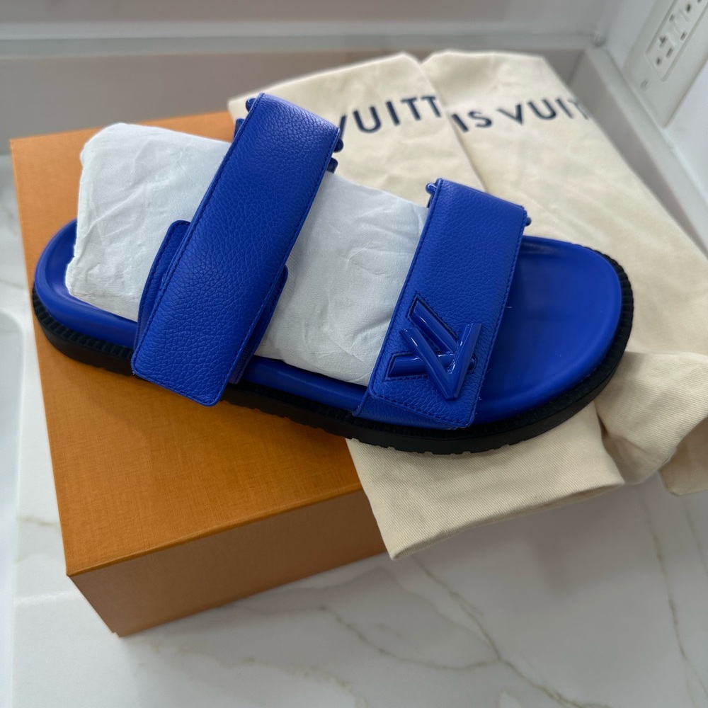 RARE Louis Vuitton Sunset Mule - Blue Slide Sandals